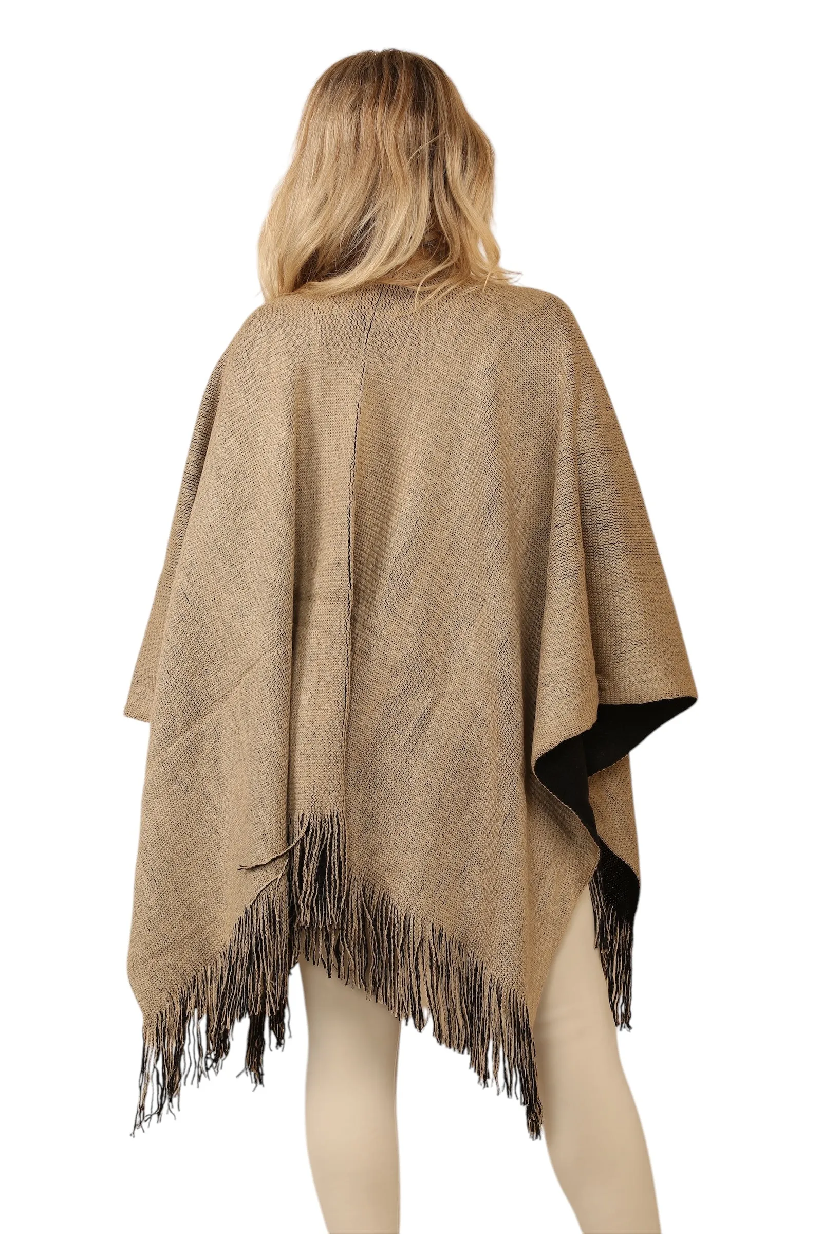 Reversible Plain Check Print Oversized Shawl