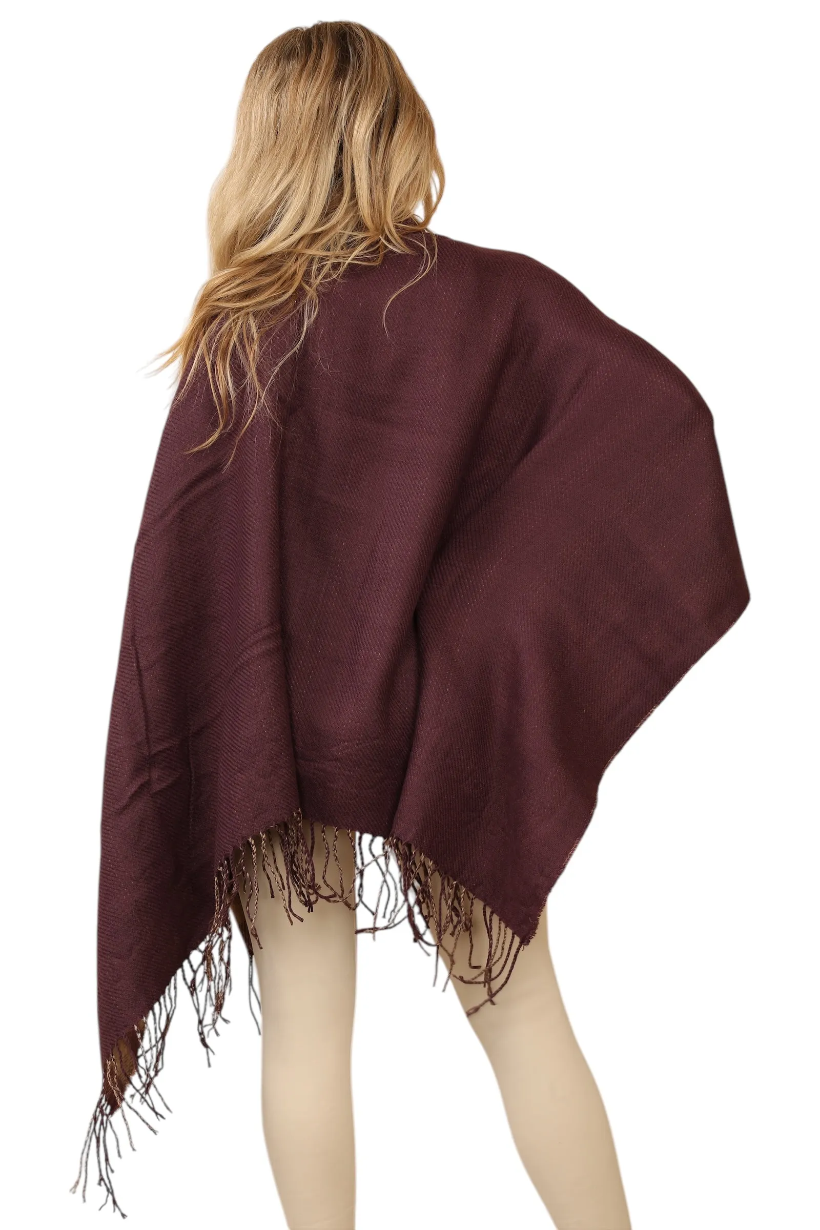 Reversible Plain Check Print Oversized Shawl