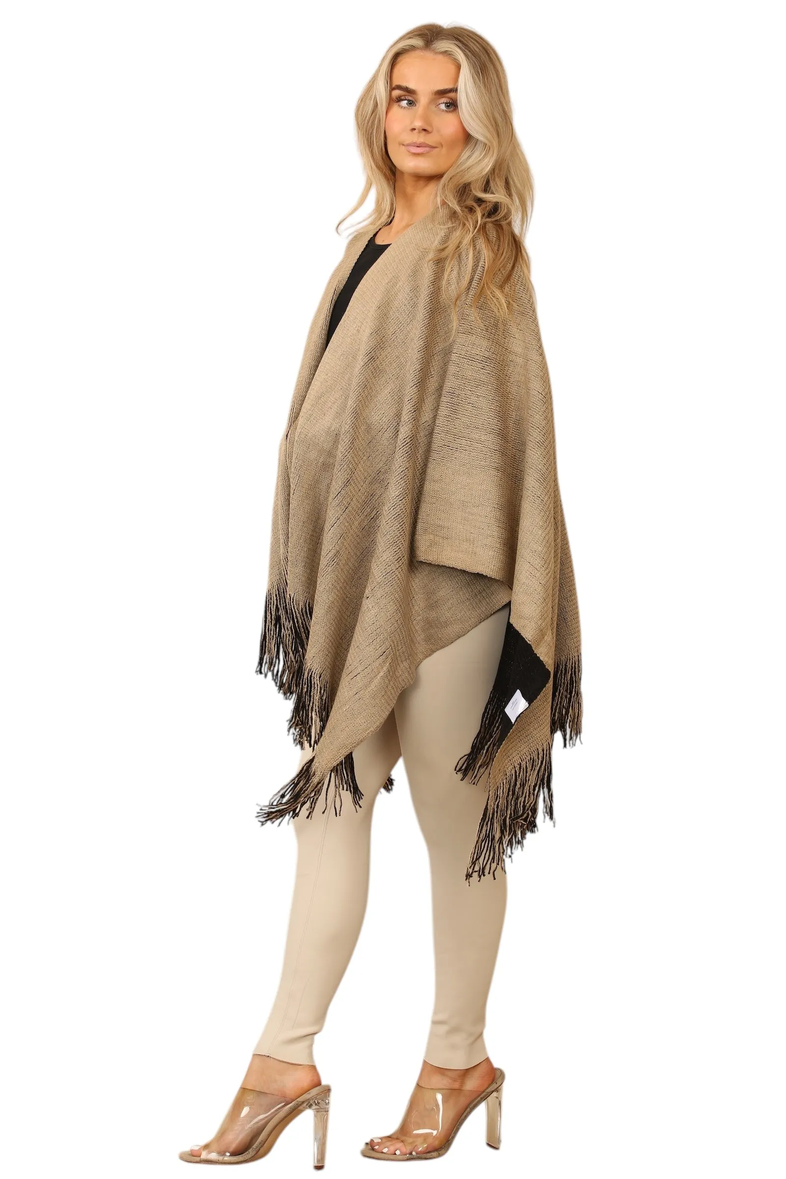 Reversible Plain Check Print Oversized Shawl