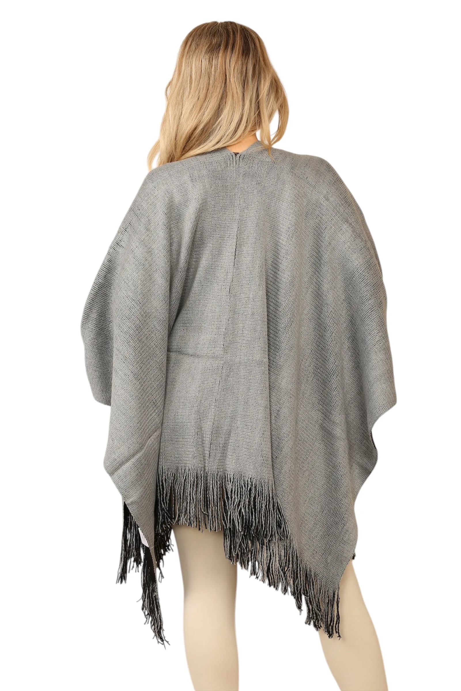 Reversible Plain Check Print Oversized Shawl