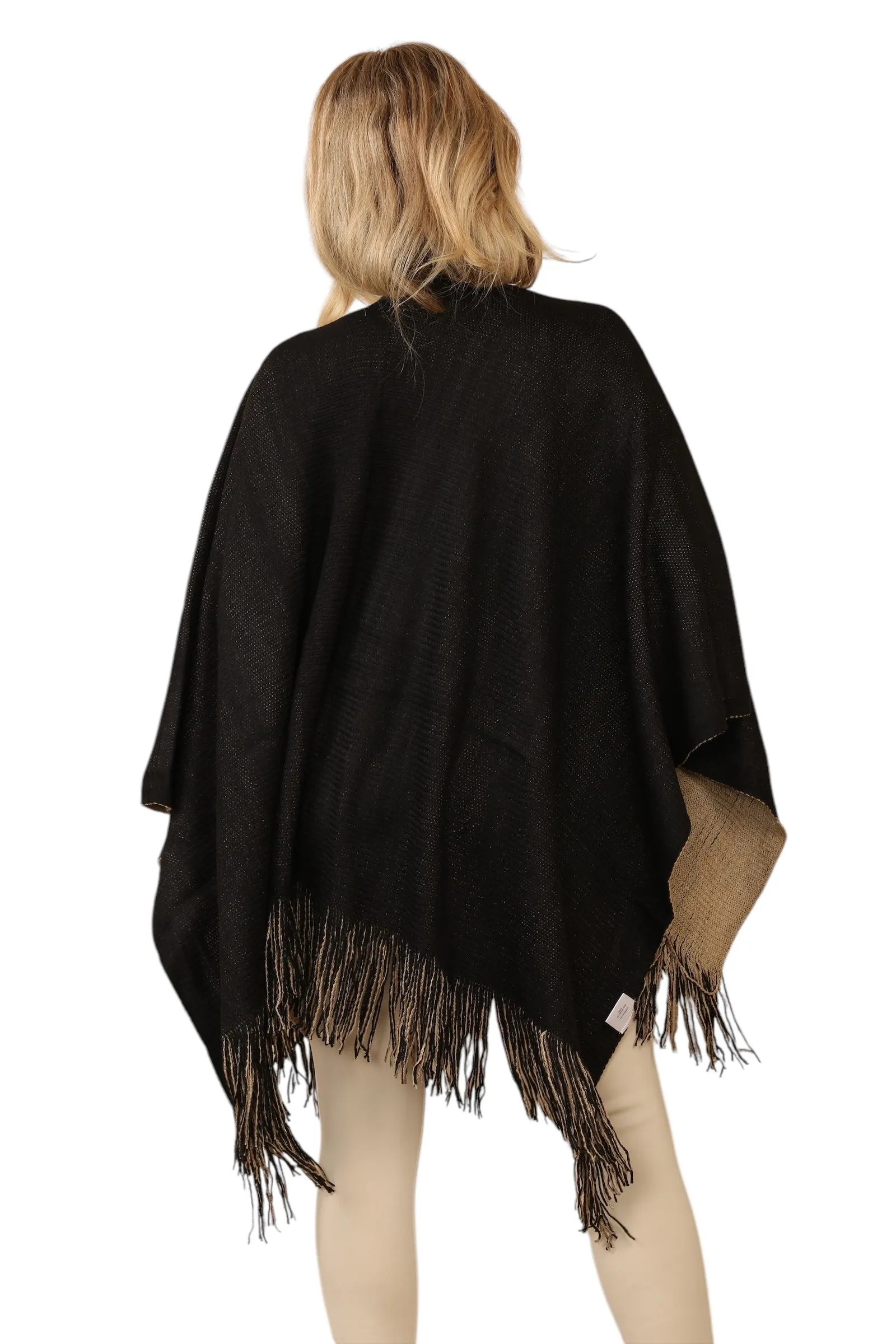 Reversible Plain Check Print Oversized Shawl