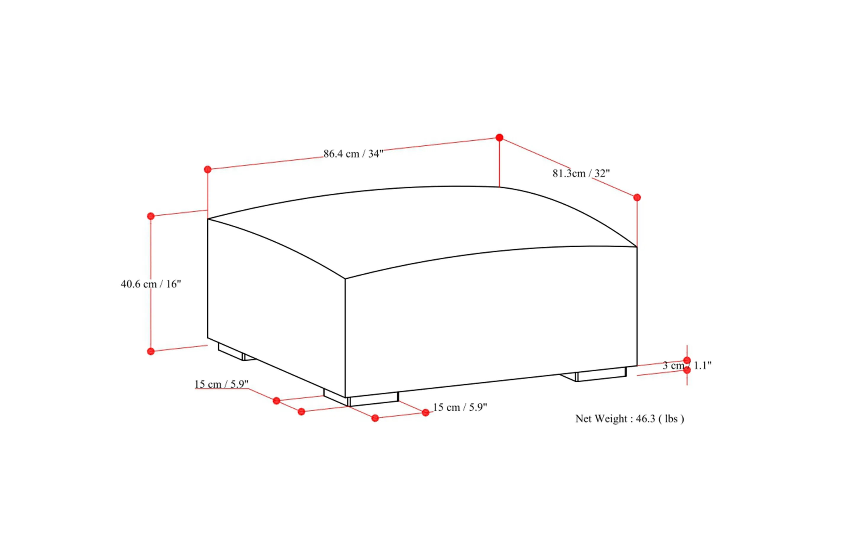 Rex Ottoman in Performance Fabric