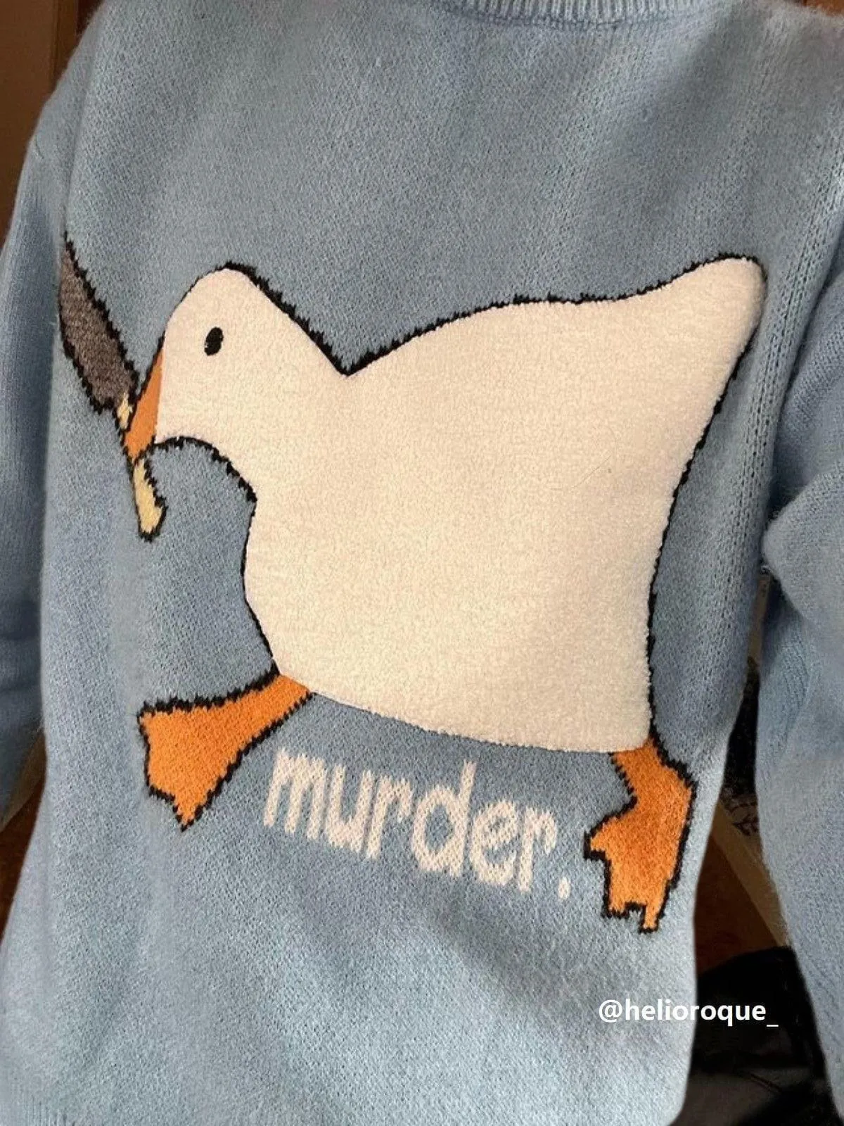 Rimiro - Cute Murder Goose Pattern Knit Sweater