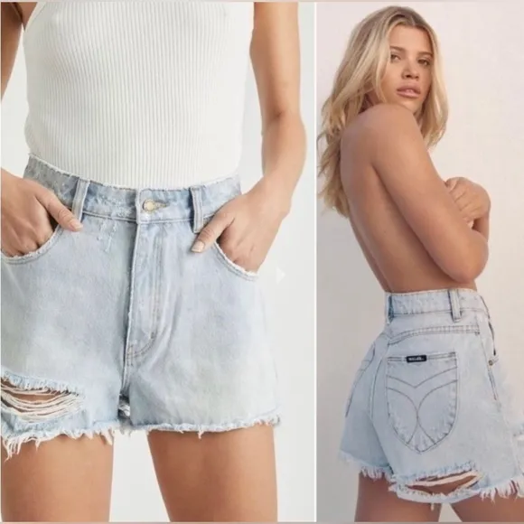Rolla’s Dusters high rise slim Layla Beach jean shorts