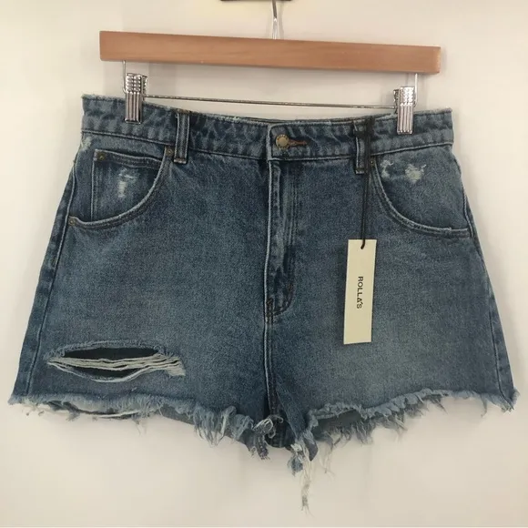 ROLLA'S 30 Dusters High Rise Slim Denim Shorts in Old Rip 0294