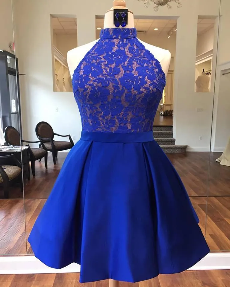 Royal Blue Halter Cheap Short Homecoming Dresses Online, BDY0330