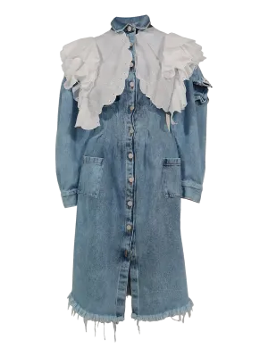 Ruffled Denim Shirt Dress