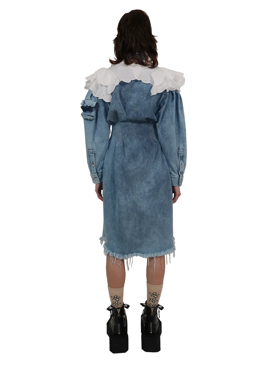 Ruffled Denim Shirt Dress