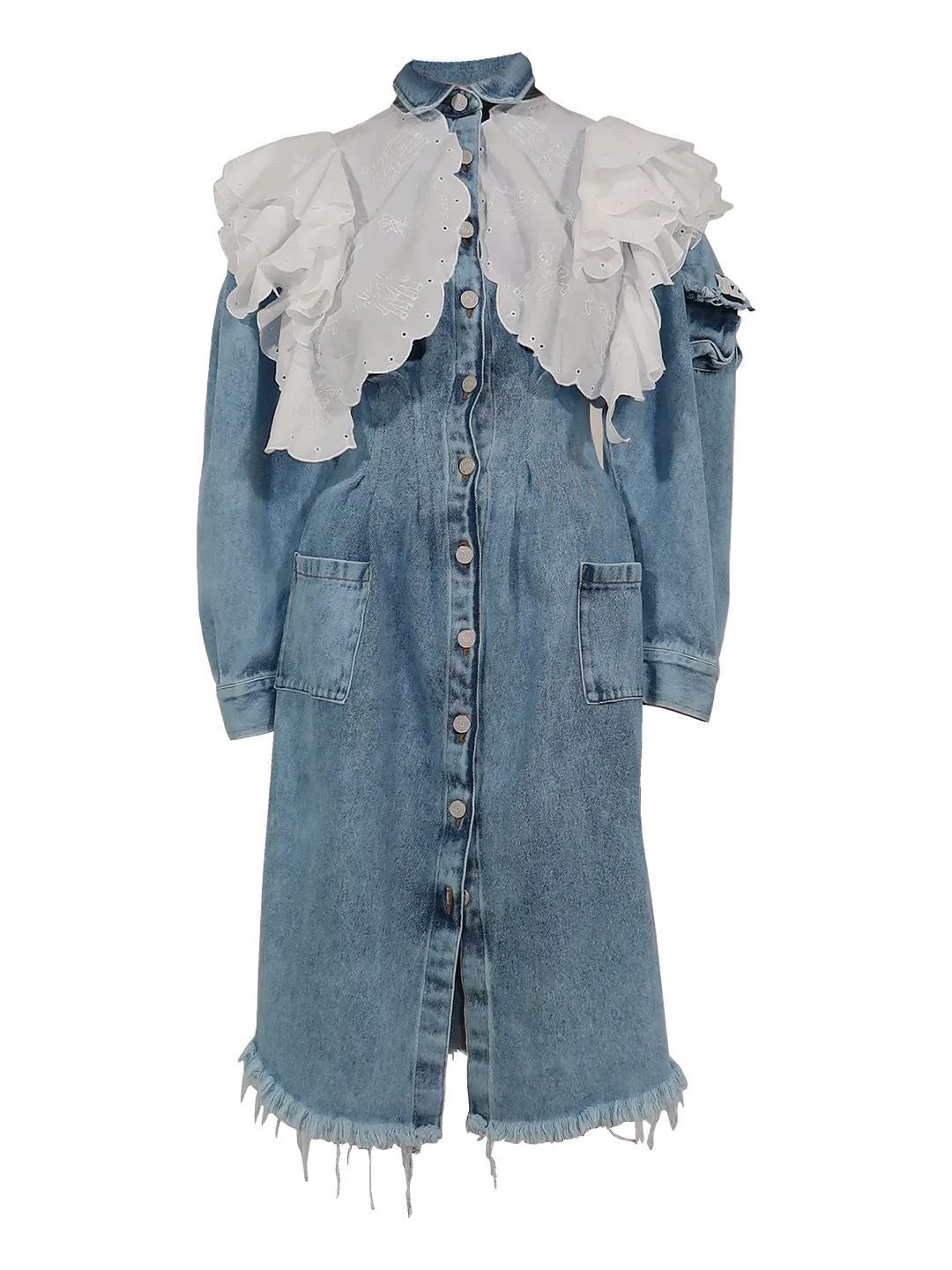 Ruffled Denim Shirt Dress