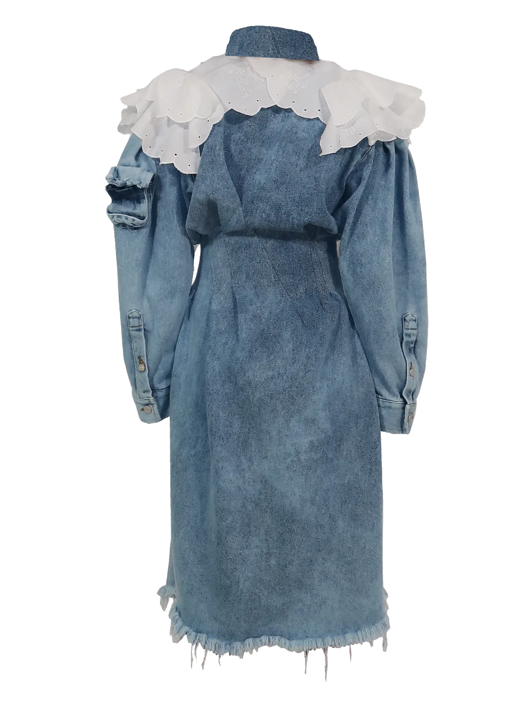 Ruffled Denim Shirt Dress