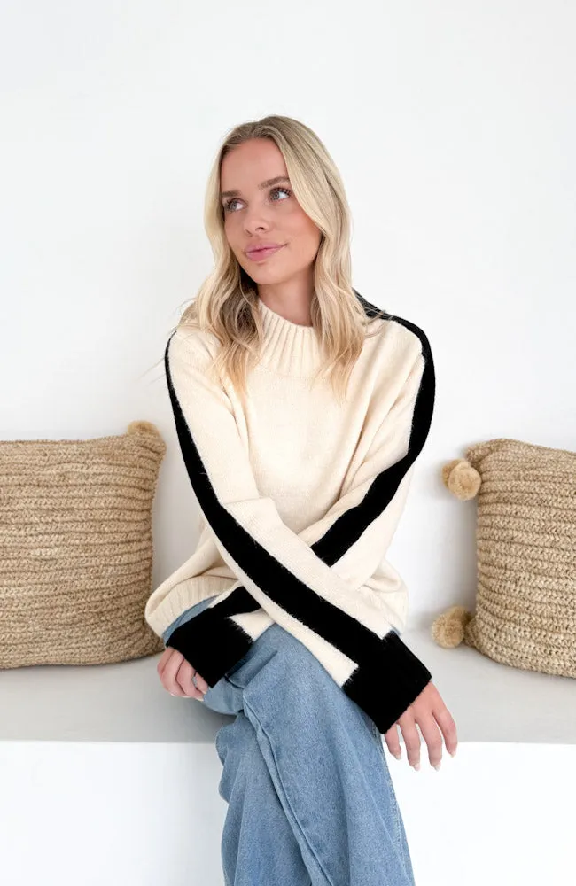 Sabrina Contrast Knit - Cream/Black