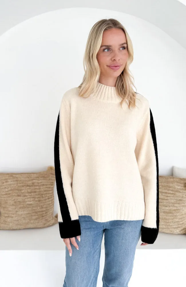 Sabrina Contrast Knit - Cream/Black