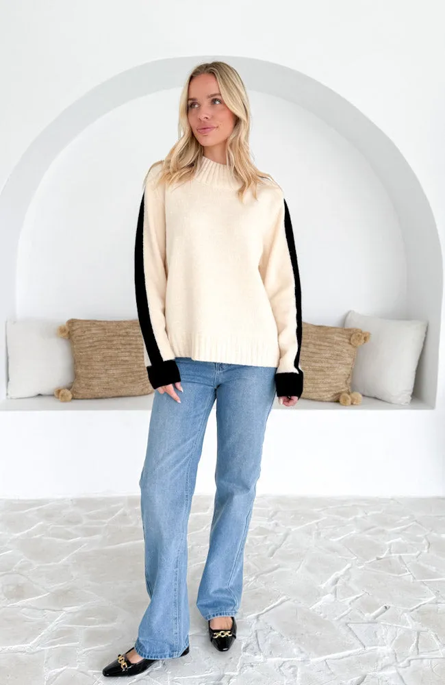 Sabrina Contrast Knit - Cream/Black