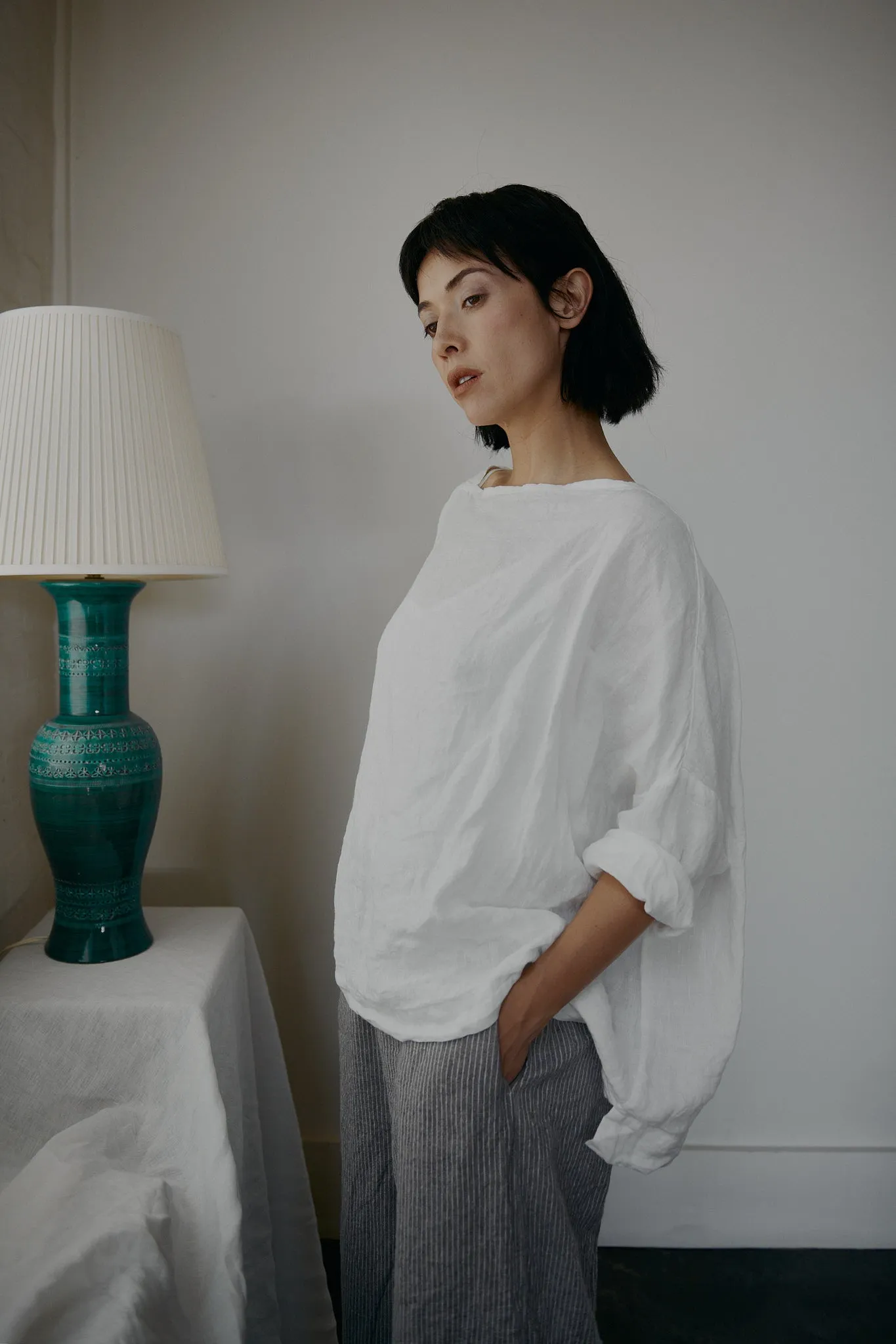 Sailor Boxy Top - Light Linen