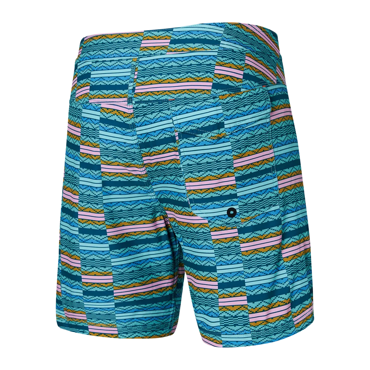 Saxx Mens Betawave 7" Swim Shorts - Asher Stripe- Sea Foam