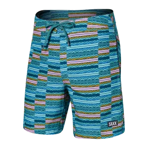 Saxx Mens Betawave 7" Swim Shorts - Asher Stripe- Sea Foam
