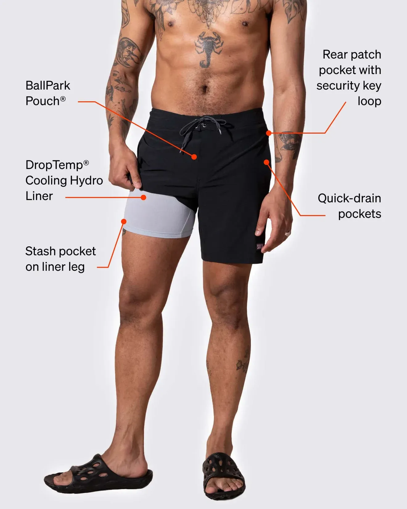 Saxx Mens Betawave 7" Swim Shorts -  Shade Stripe - Multi