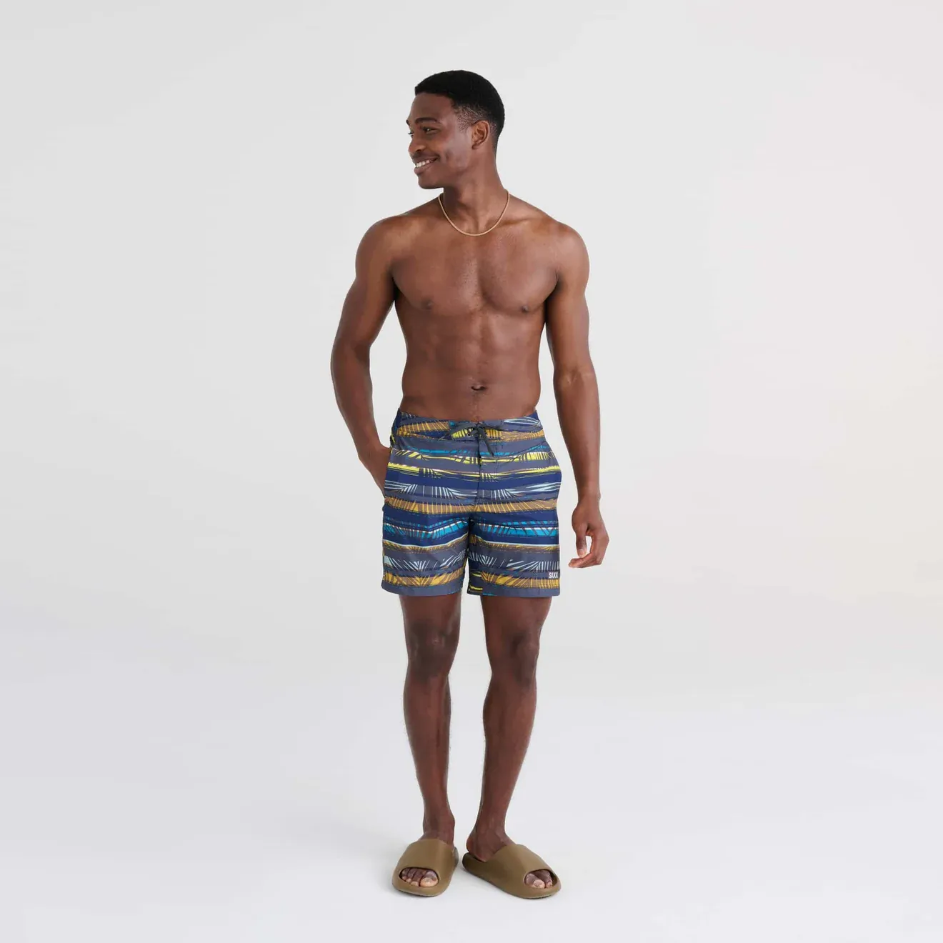 Saxx Mens Betawave 7" Swim Shorts -  Shade Stripe - Multi