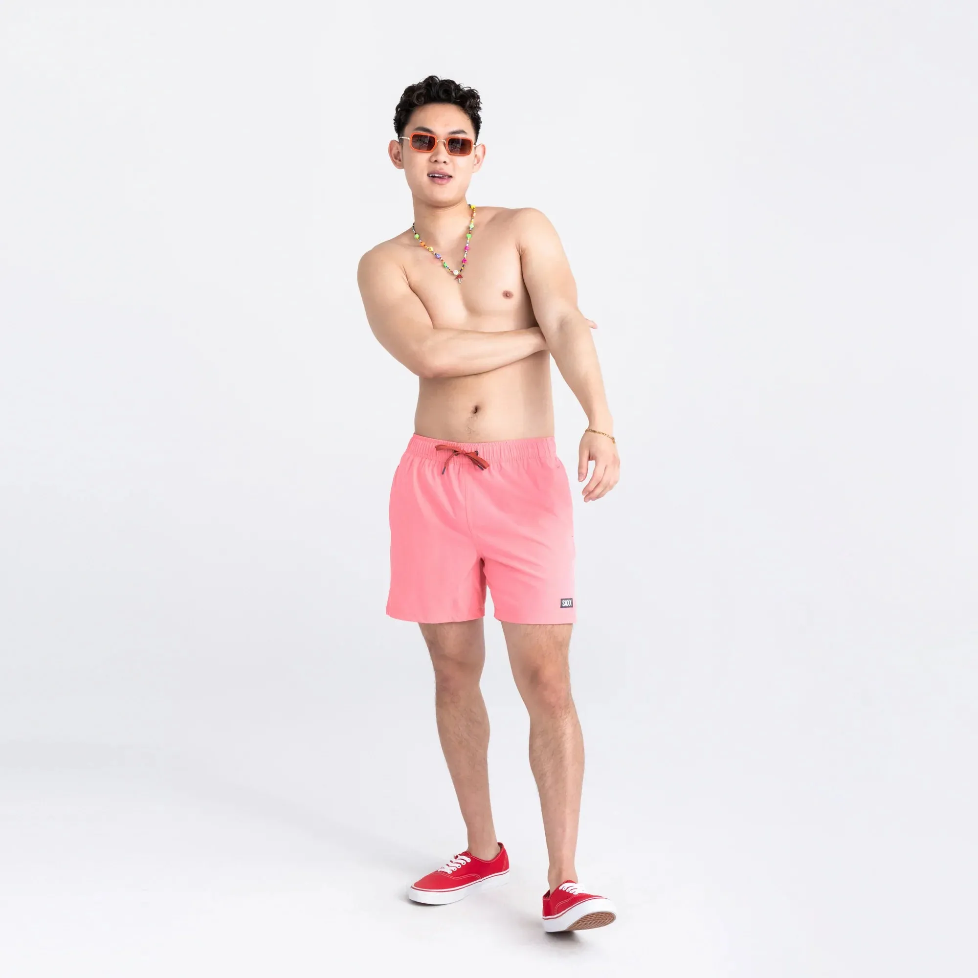 Saxx Mens Oh Buoy Stretch Volley 5" Swim Short - Flamingo