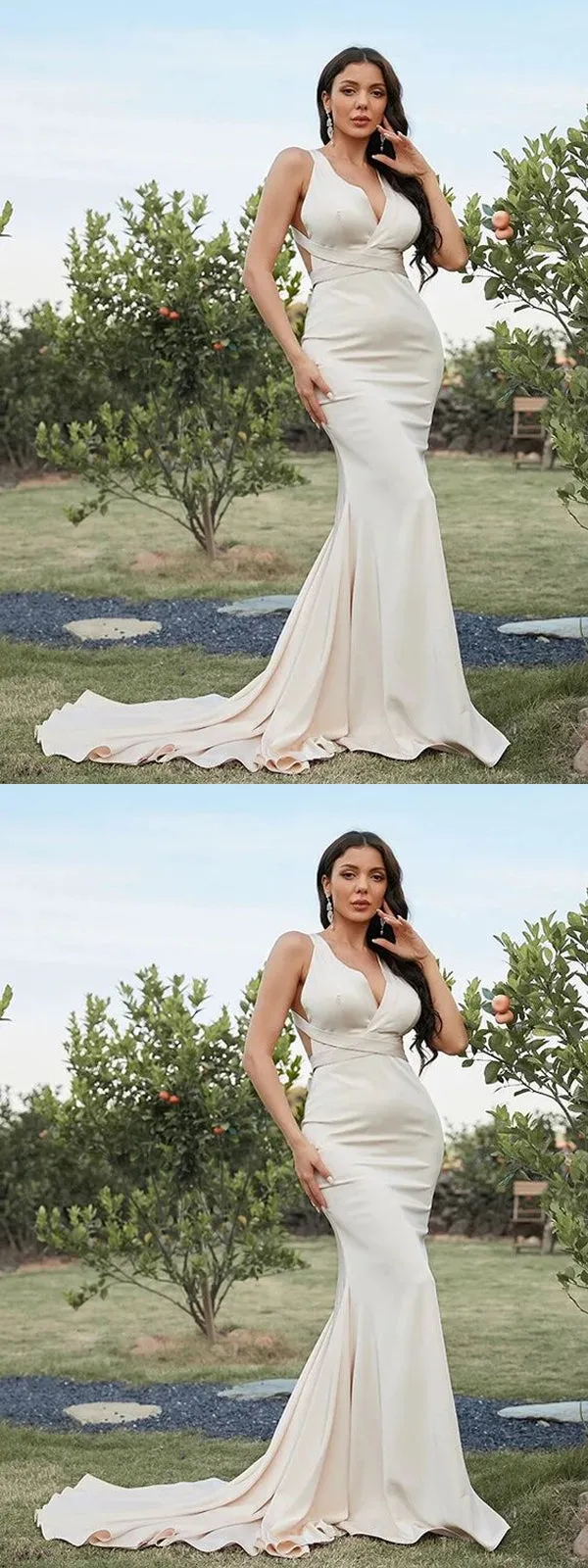 Sexy Mermaid Light Champagne Maxi Long Party Prom Dresses Online,WGP313
