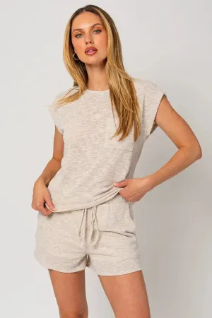 Short Sleeve Single Pocket Knit Top