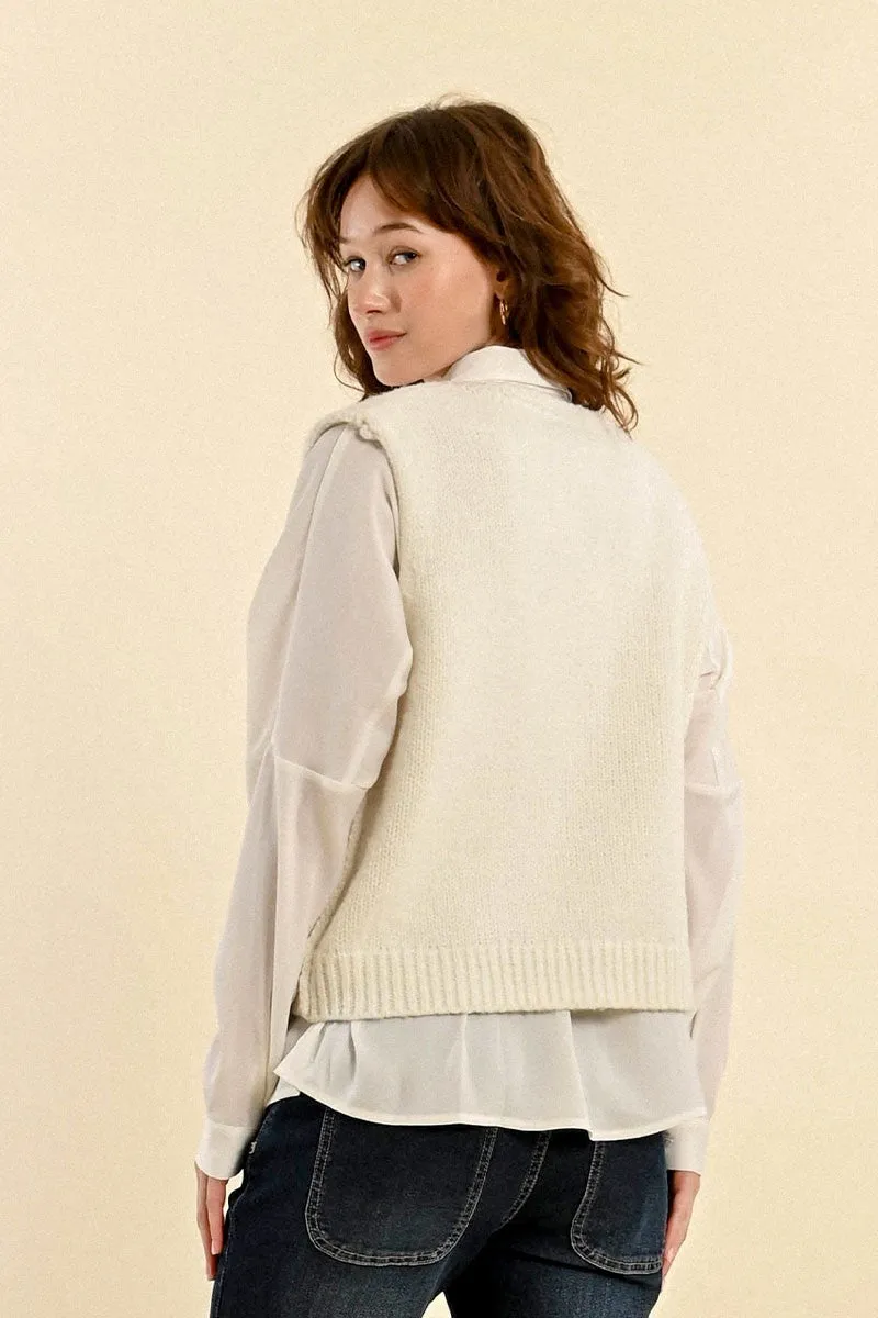 SHORT SLEEVELESS SWEATER