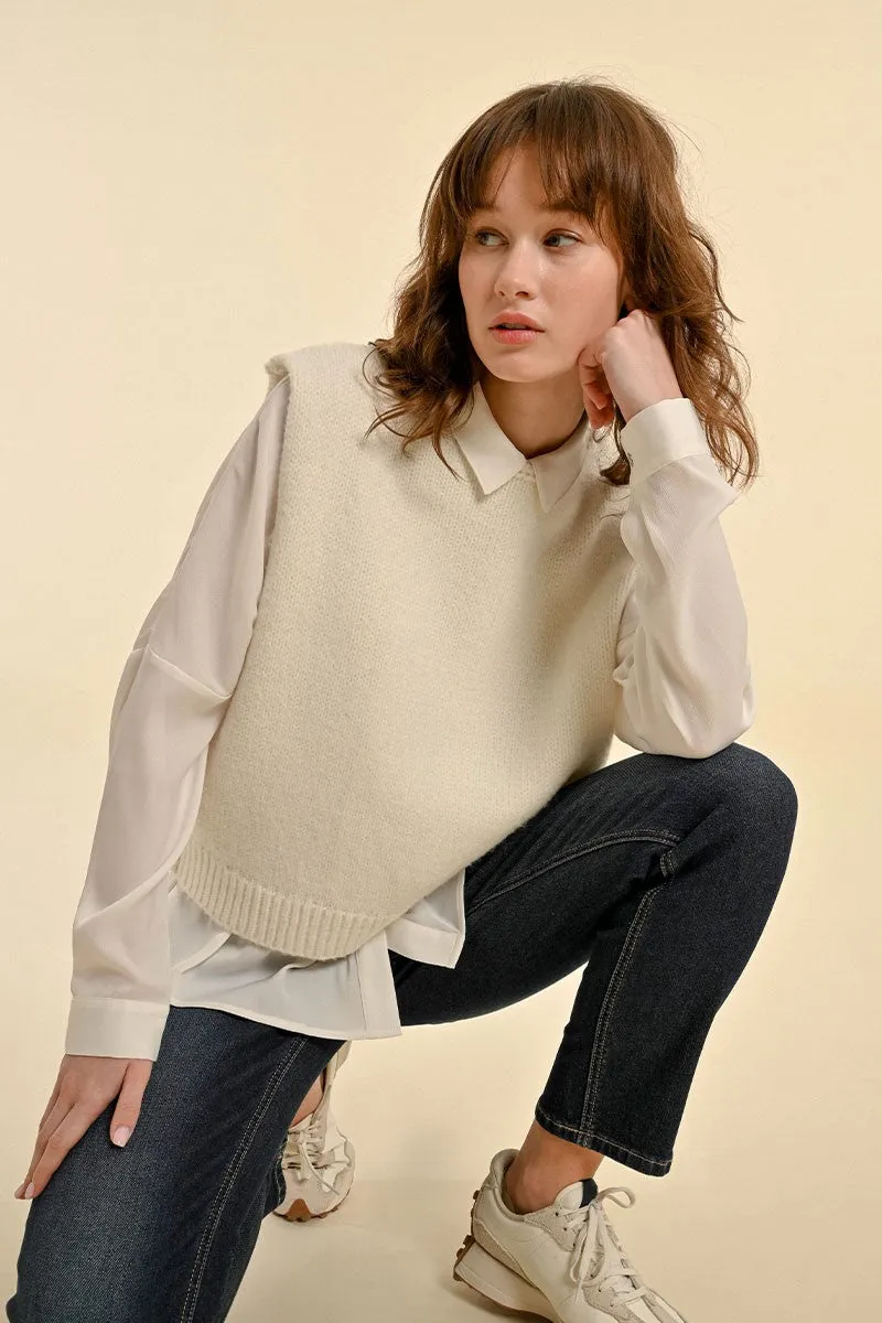 SHORT SLEEVELESS SWEATER