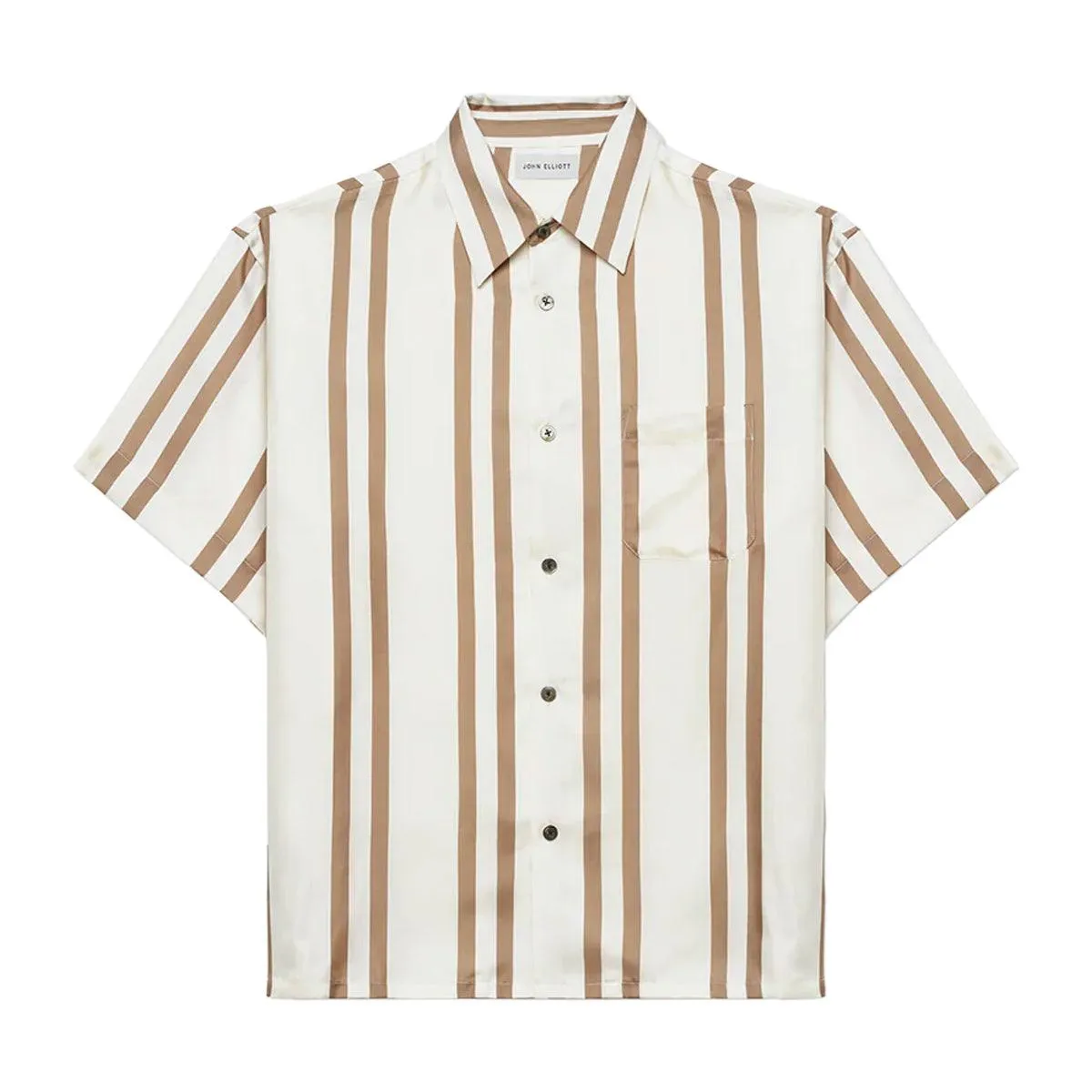 Silk S/S Button Up Shirt 'Bark Salt Stripe'