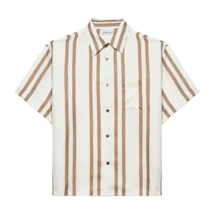 Silk S/S Button Up Shirt 'Bark Salt Stripe'
