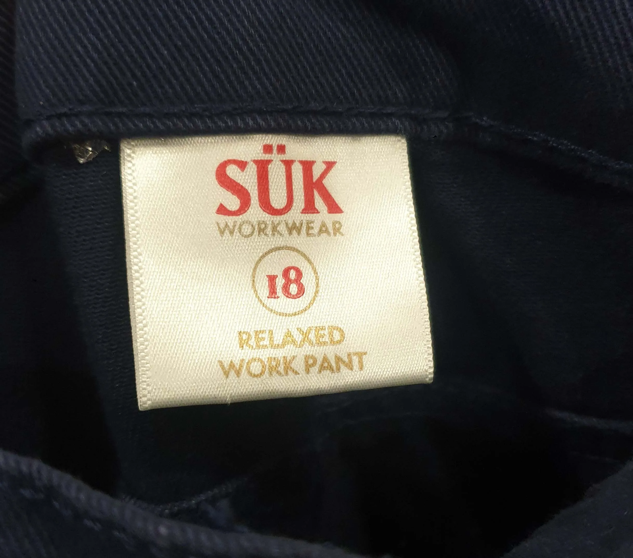 SÜK Workwear navy slim pant size 18