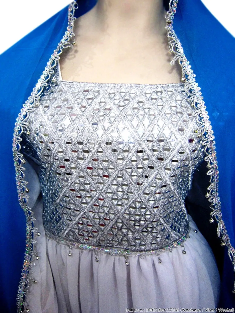 Sky Blue and White Dress