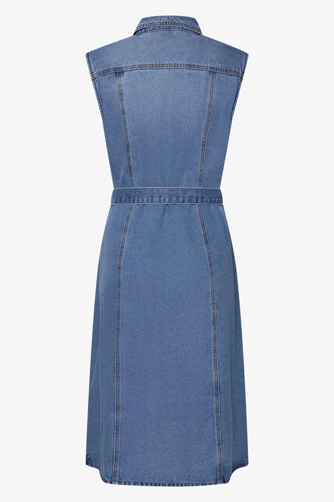 Sleeveless Denim Dress Light Blue