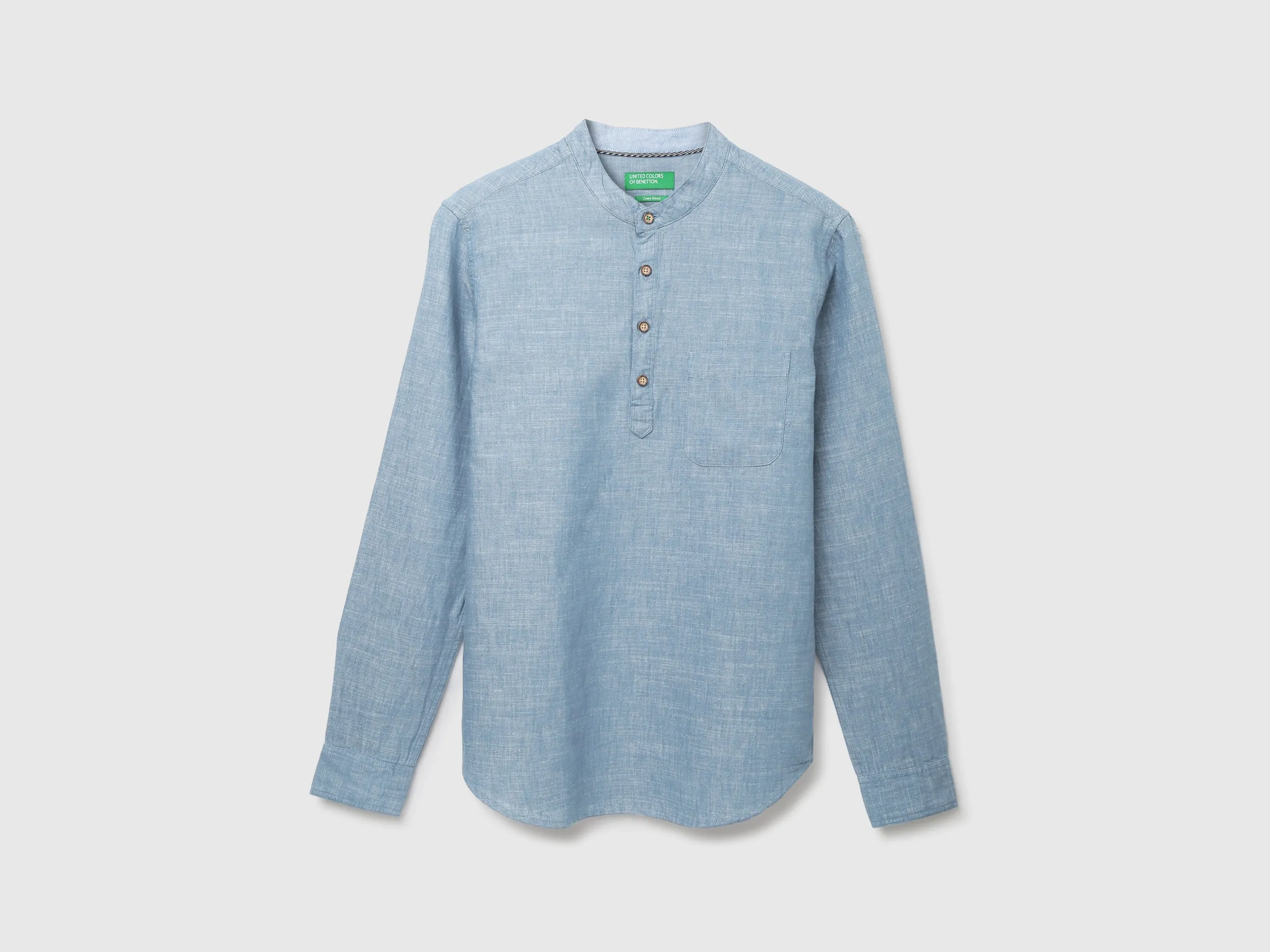 Slim Fit Mandarin Collar Patterned Shirt