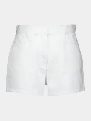 Slim Fit White Denim Shorts