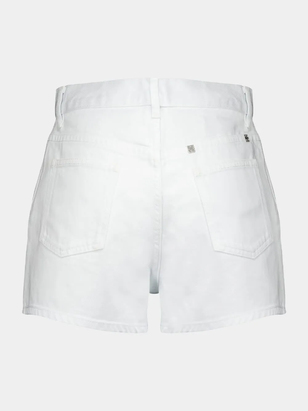 Slim Fit White Denim Shorts