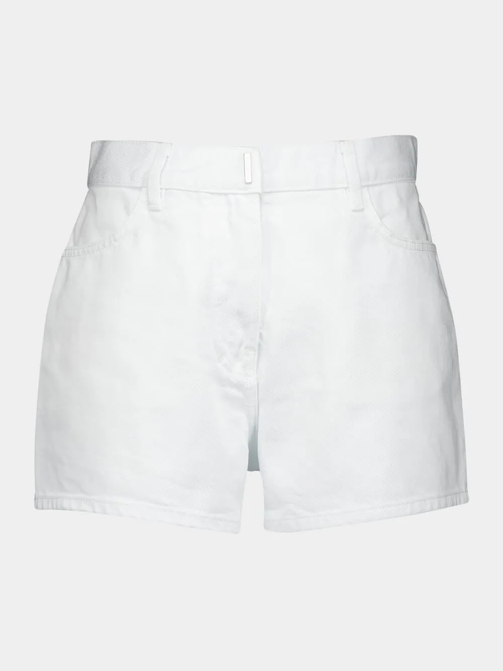 Slim Fit White Denim Shorts
