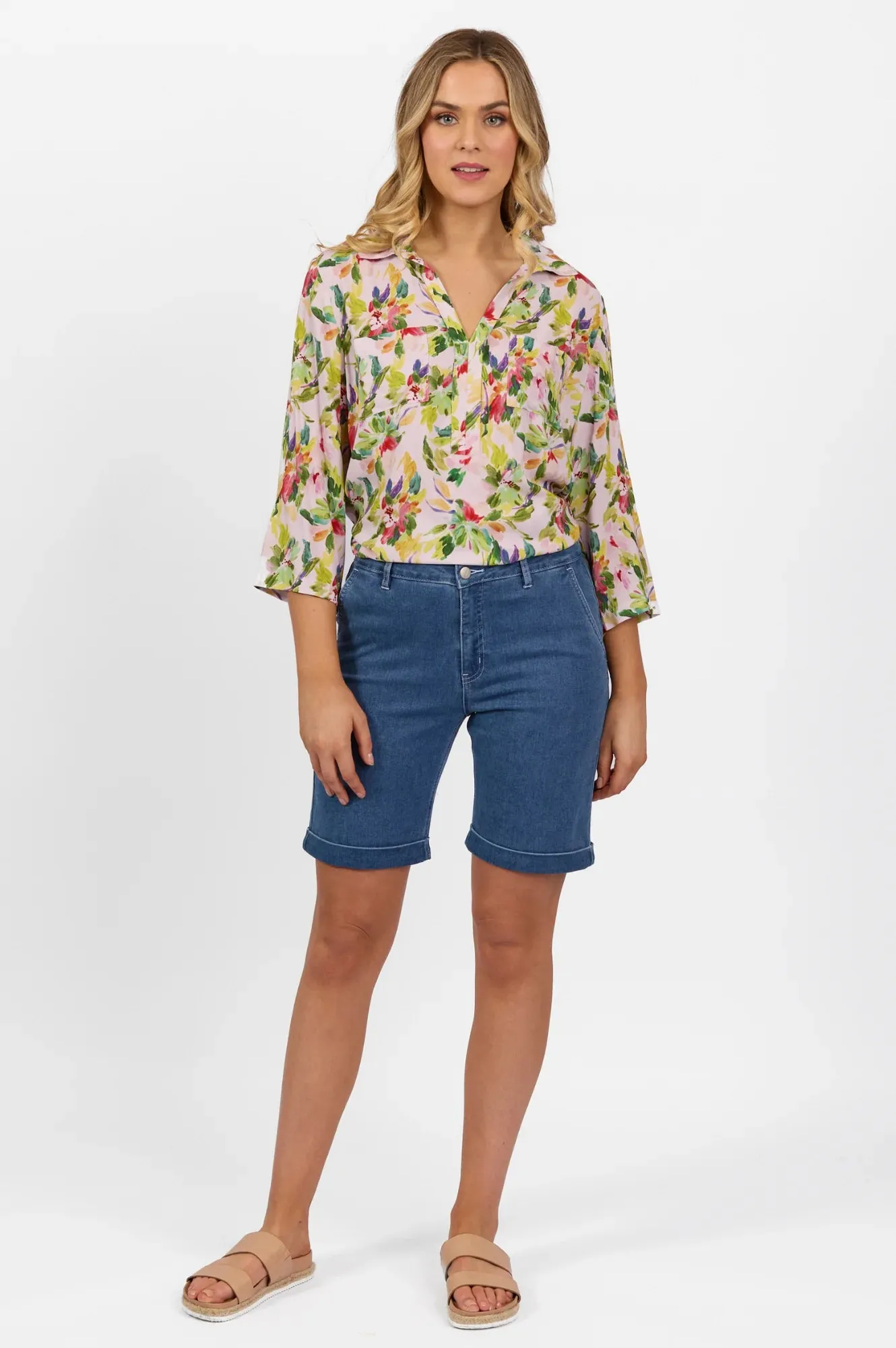 Slim Leg Above Knee Short - Blue Hue