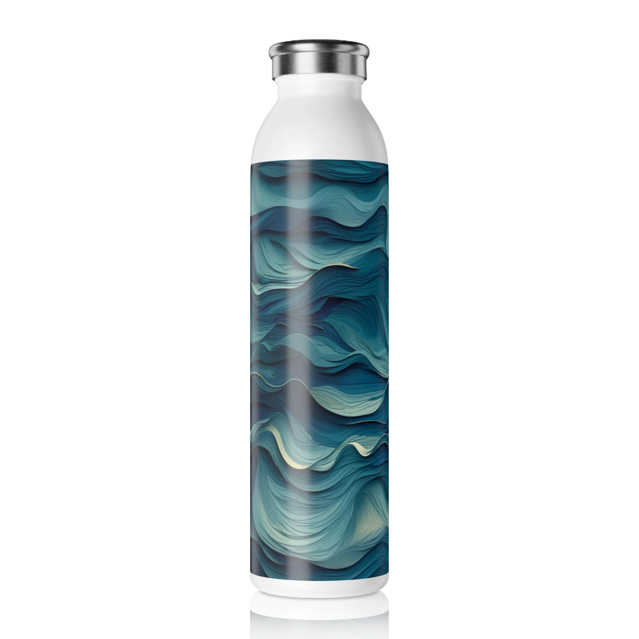Slim Water Bottle - Jehanne Tadasana Ocean Waves