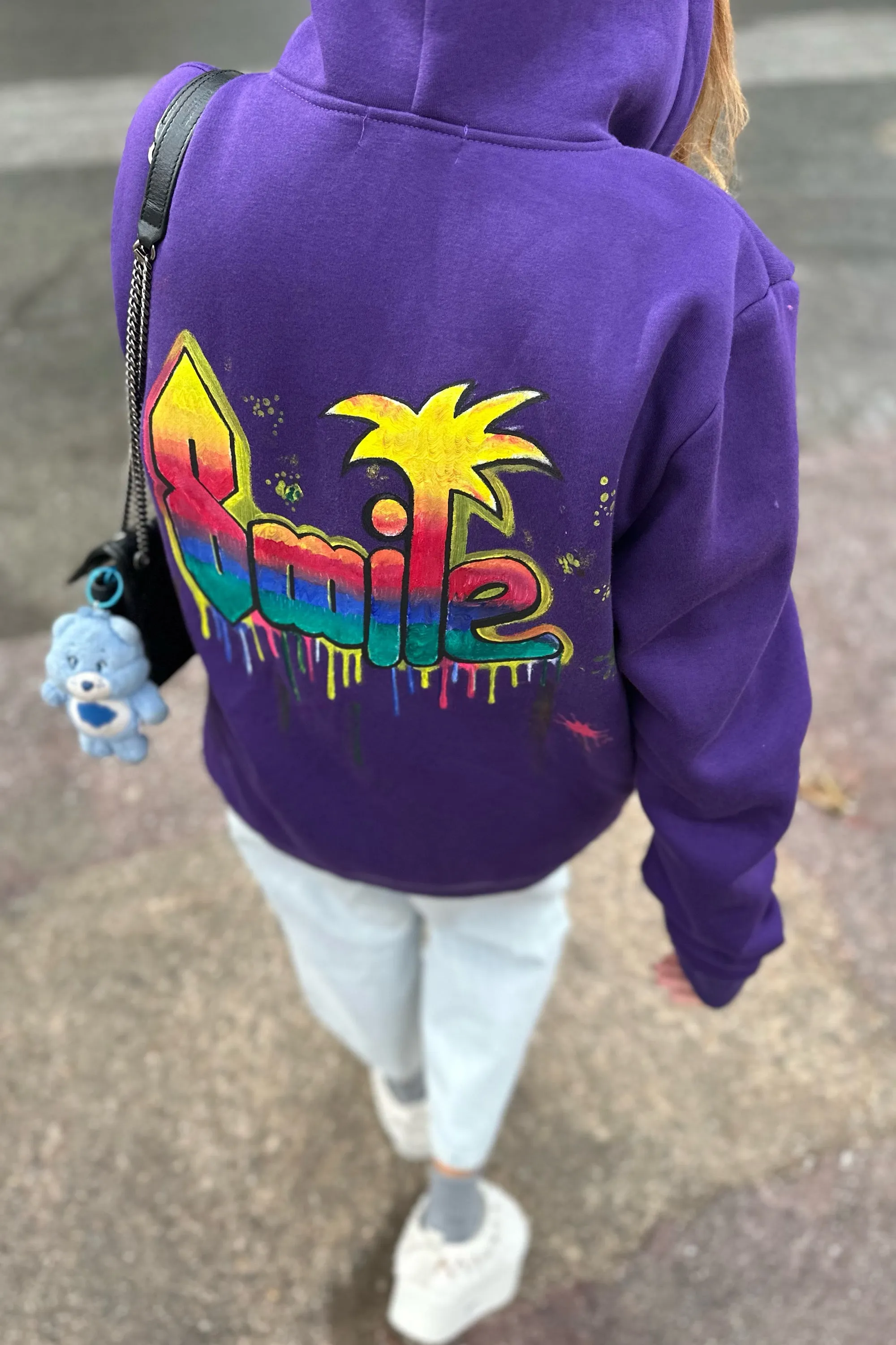 SMILE HAND PAINTED ZIP HOODIE