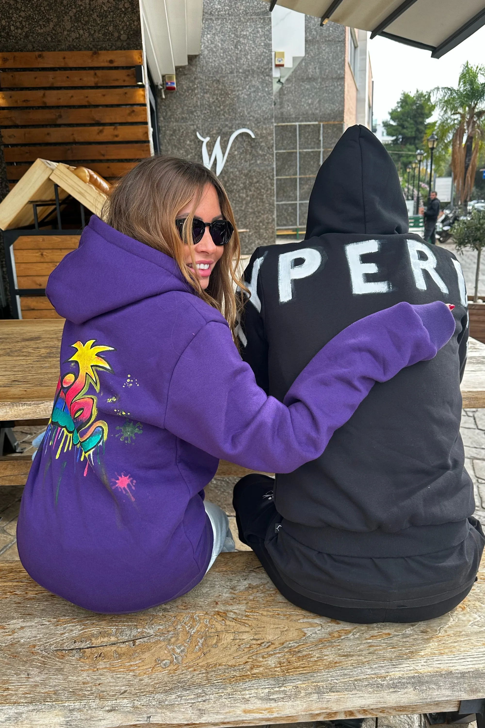 SMILE HAND PAINTED ZIP HOODIE