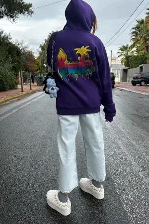 SMILE HAND PAINTED ZIP HOODIE