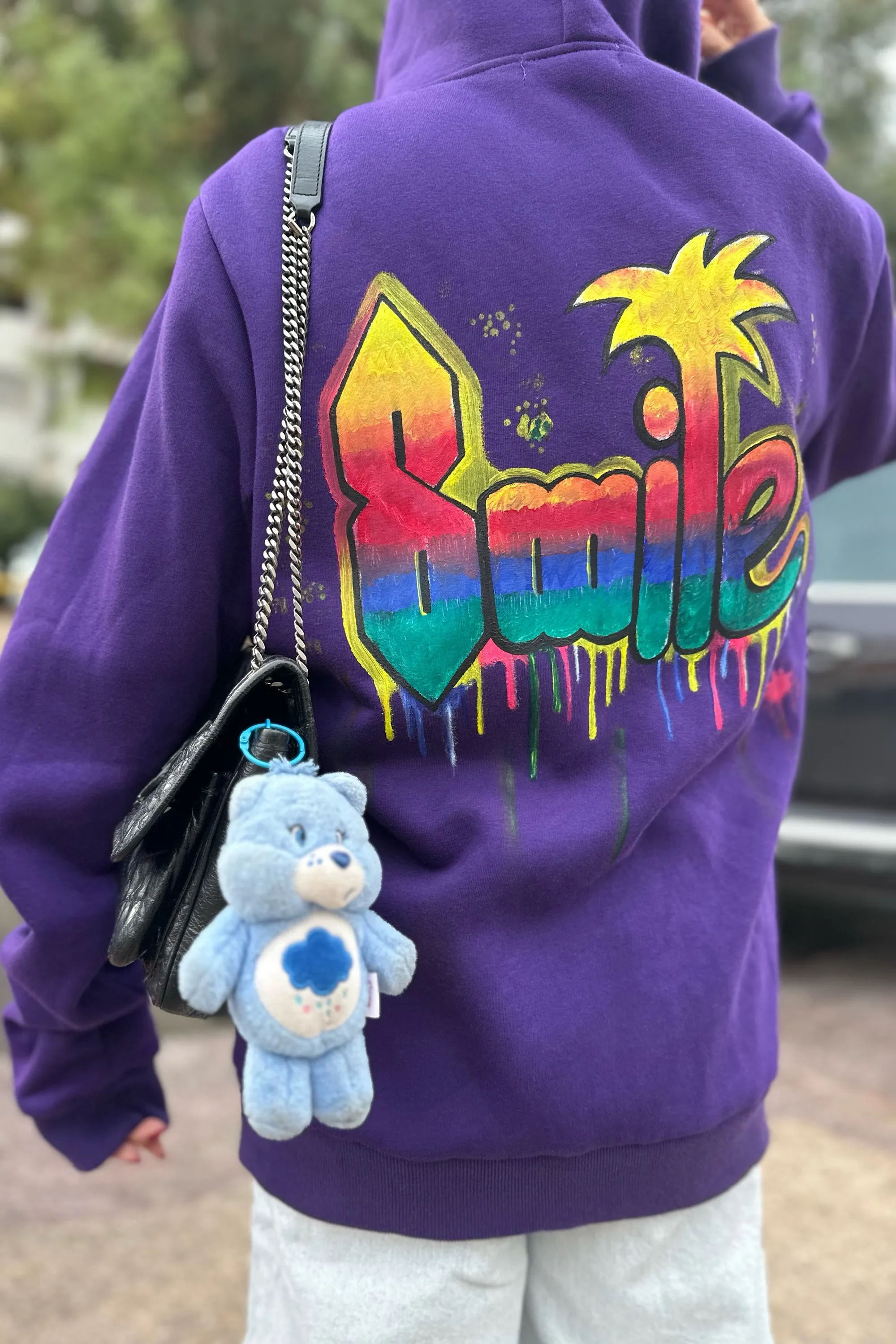 SMILE HAND PAINTED ZIP HOODIE