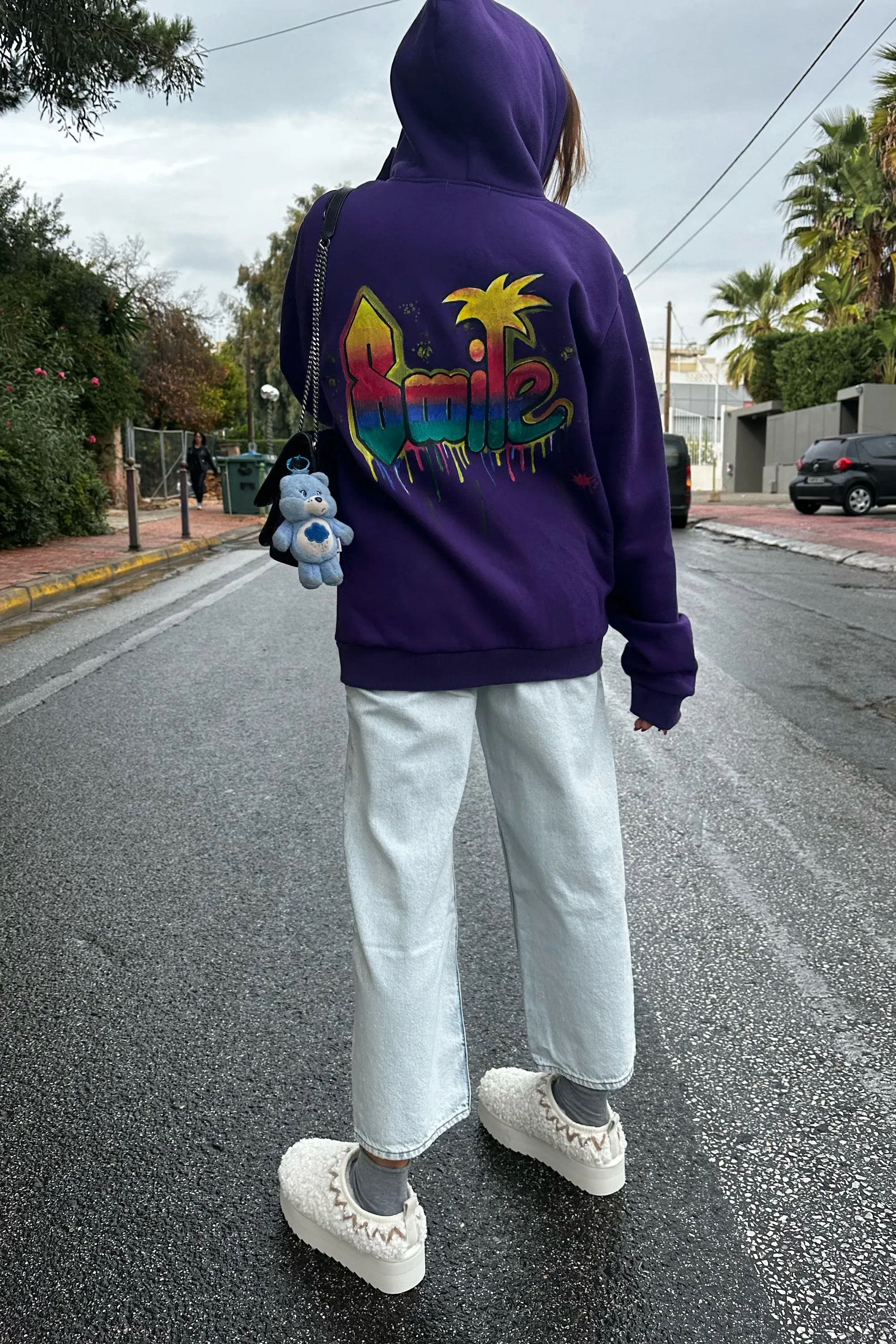 SMILE HAND PAINTED ZIP HOODIE