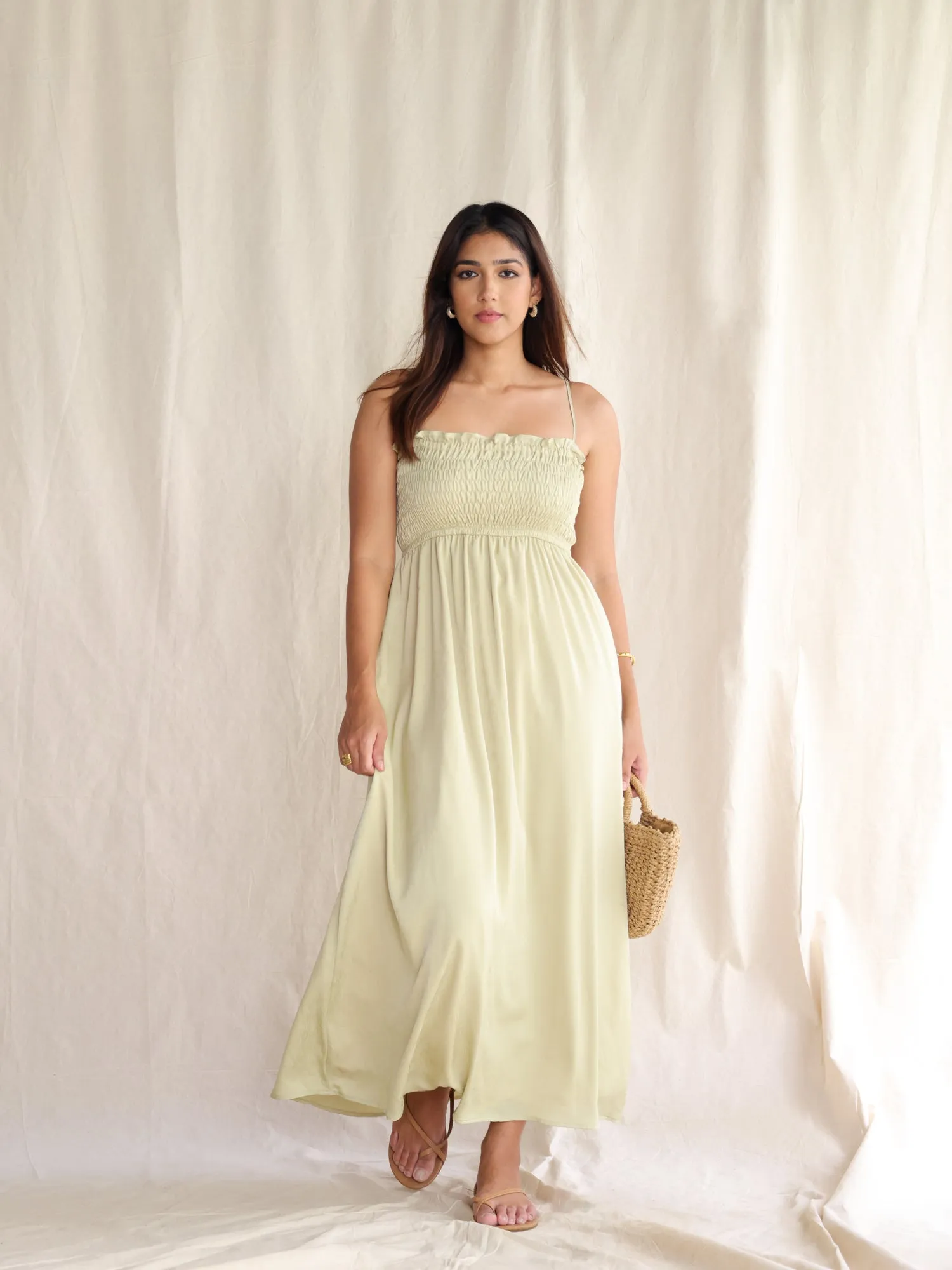 Smocking Detail Maxi Dress