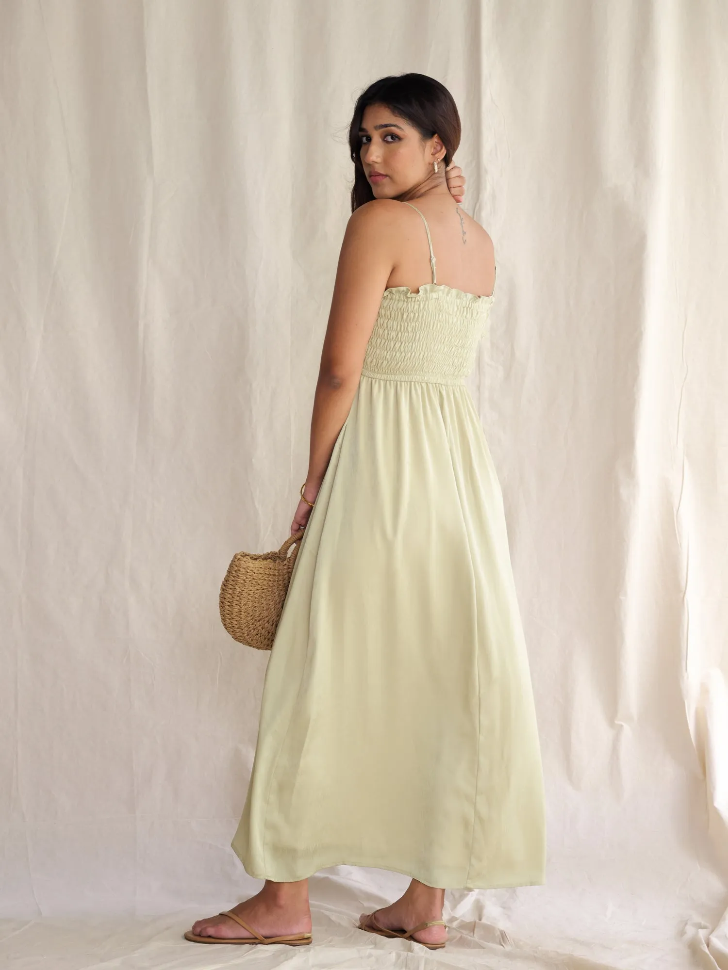 Smocking Detail Maxi Dress
