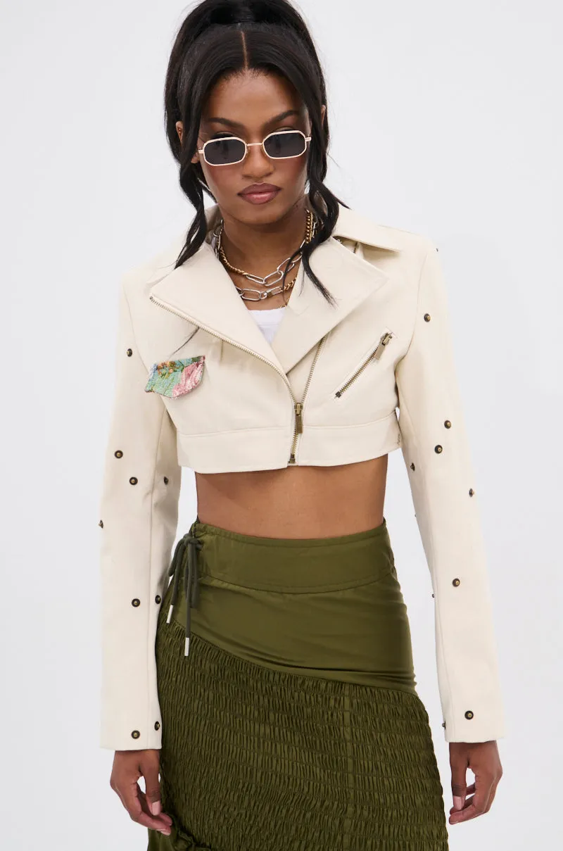 SNAP OUT OF IT ULTRA CROP MOTO IN JACQUARD