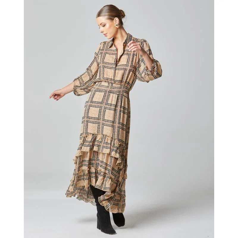 Something Beautiful Midi Puff Sleeve Shirt Dress
