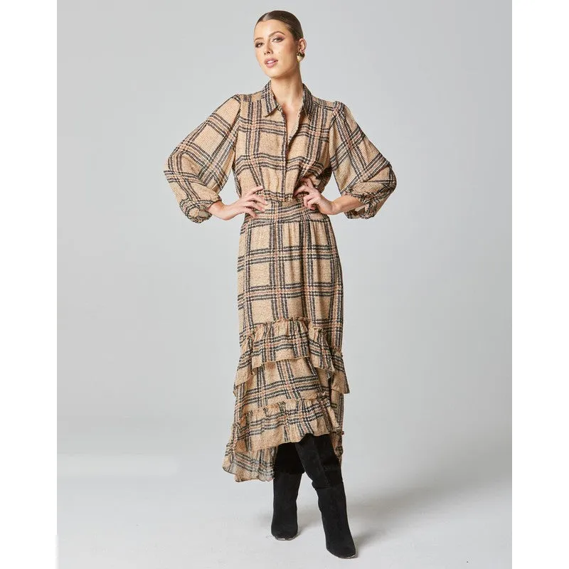 Something Beautiful Midi Puff Sleeve Shirt Dress