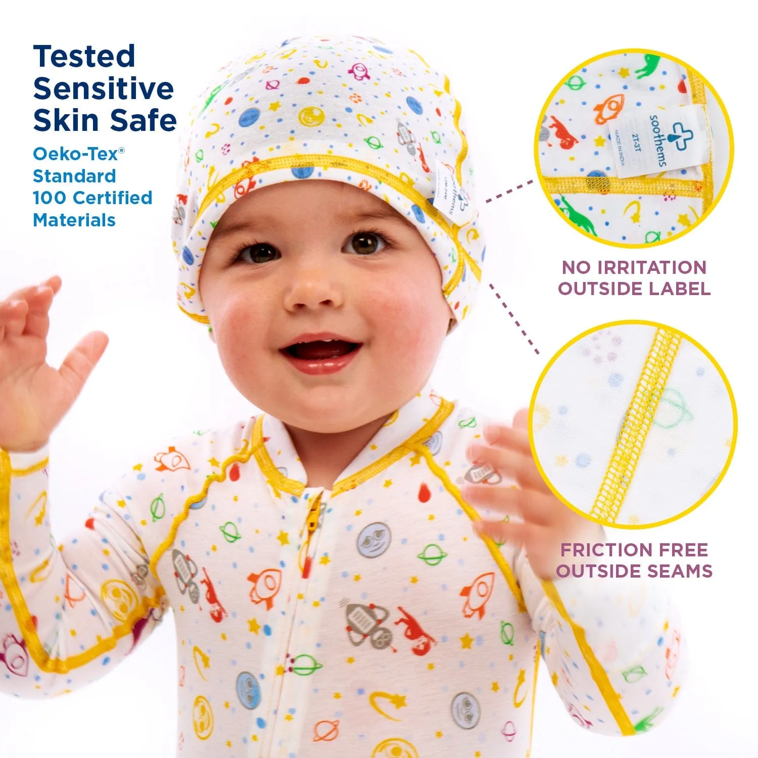 Soothems Eczema Cradle Cap for Babies | Sleep Cap May Also Be Used for Wet Wrap Therapy | Itch Relief Clothing