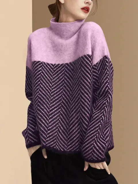 Split, soft sweater with medium-high collar